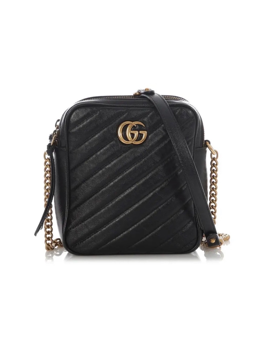 Gucci Black Quilted GG Chain Crossbody Bag